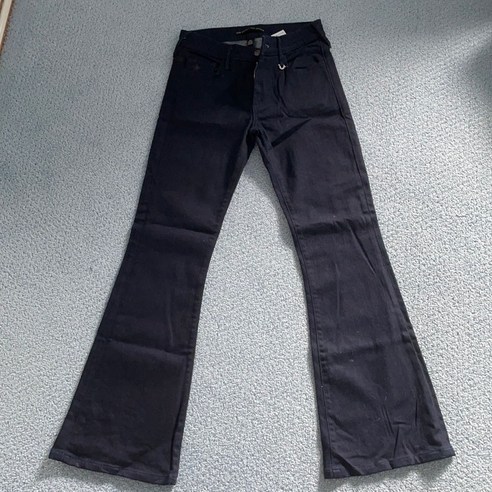 Joan Smalls x True Religion Mid Rise Dark Jeans